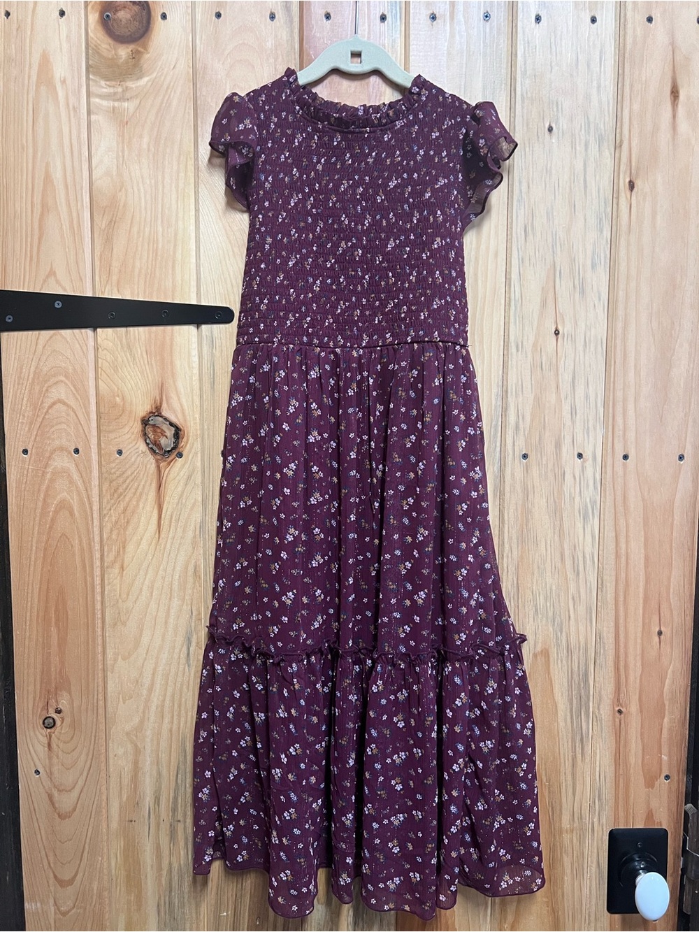 Girls Plum Floral Maxi Dress